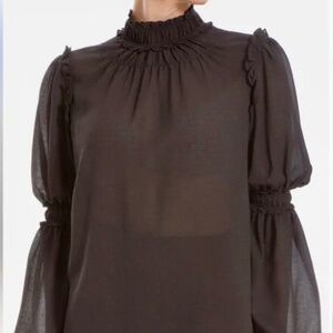 Max Studio Sheer Smocked High Neck Blouse NWT Style 4708X30